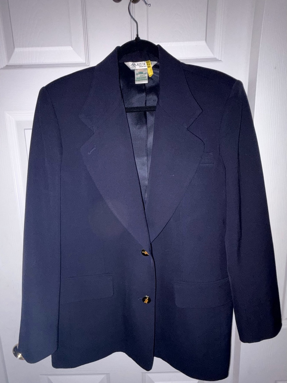 Austin Reed London New York Navy Blue Gold Button Blazer Jacket 14W